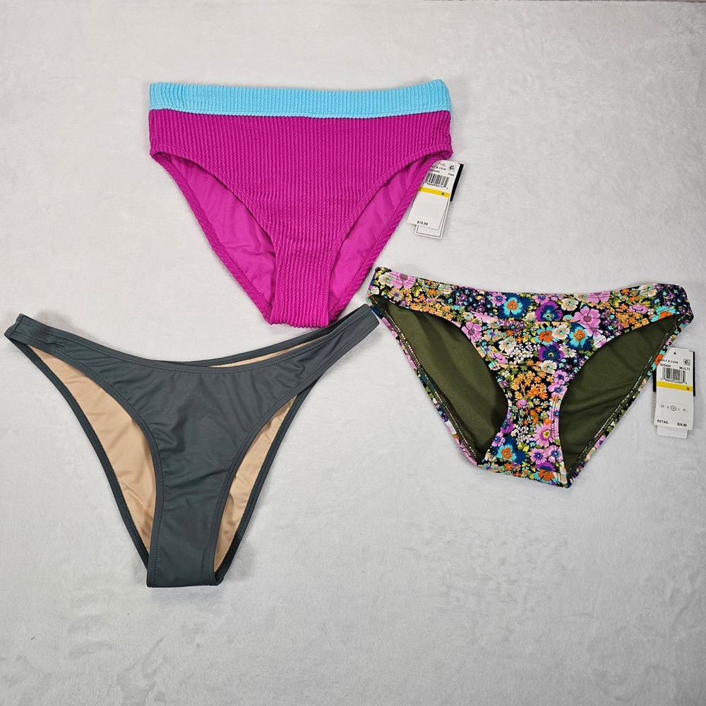 Salt+Cove Cotton On Bikini Bottoms Womens Lot of‎ 3 Floral Textured Multicolor M